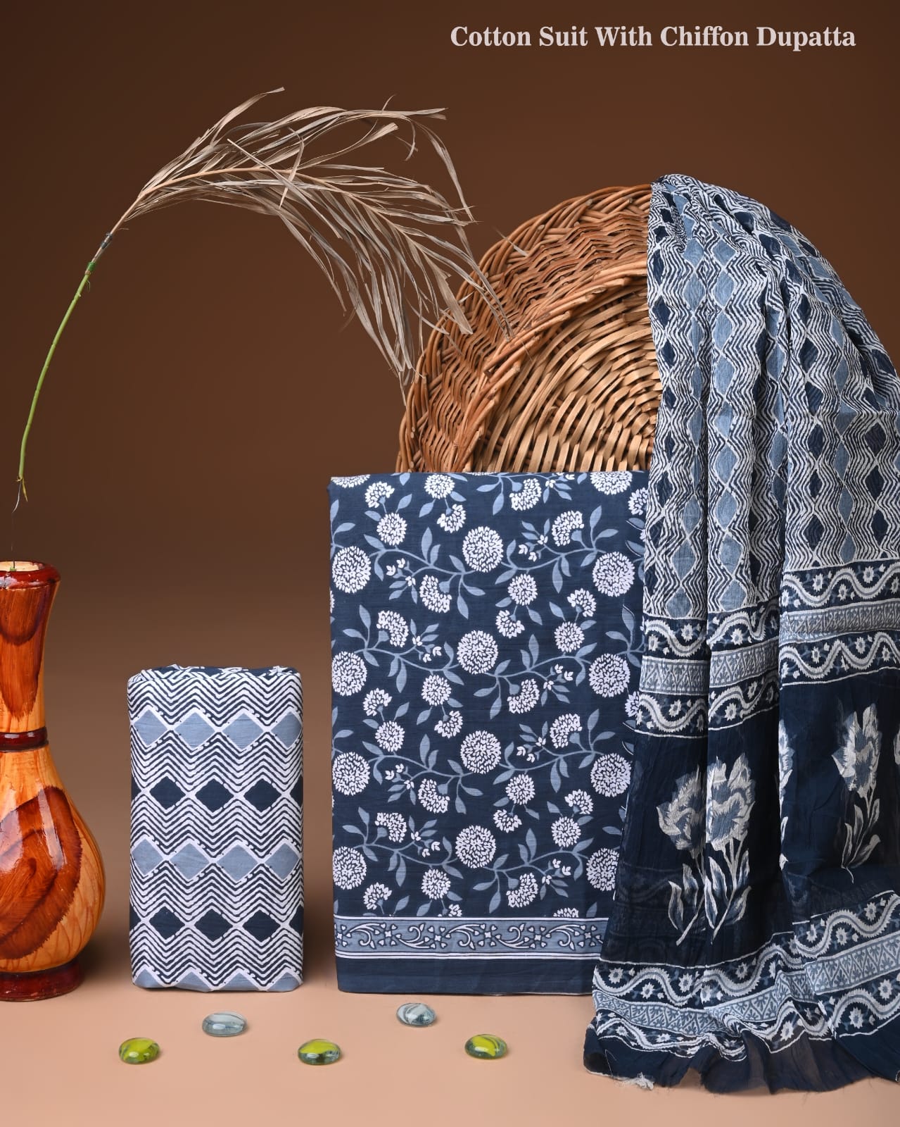 Premium Cotton Suit with Chiffon Dupatta (BCTCOTCF14)