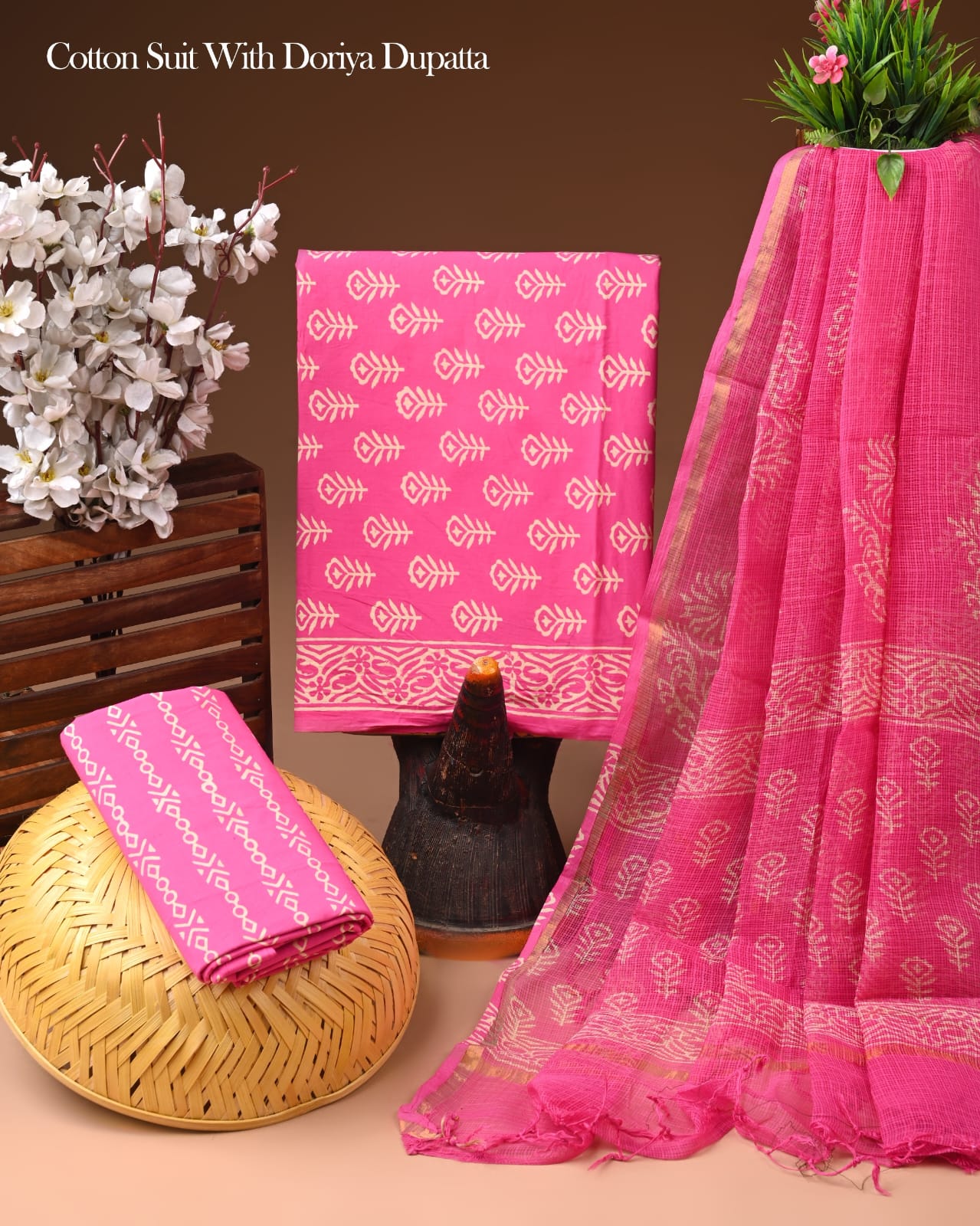 Premium Cotton Suit With Kota Doria Dupatta (BCTCOTKD60)