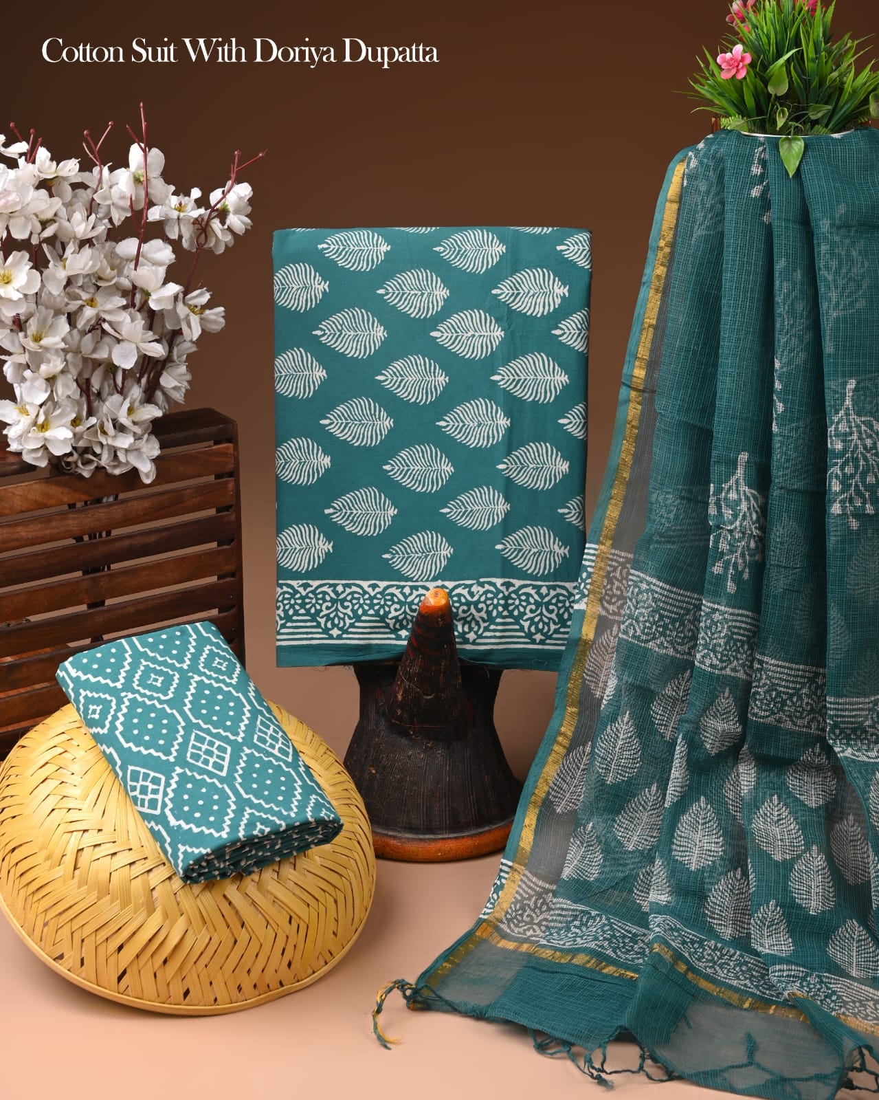 Premium Cotton Suit With Kota Doria Dupatta (BCTCOTKD51)
