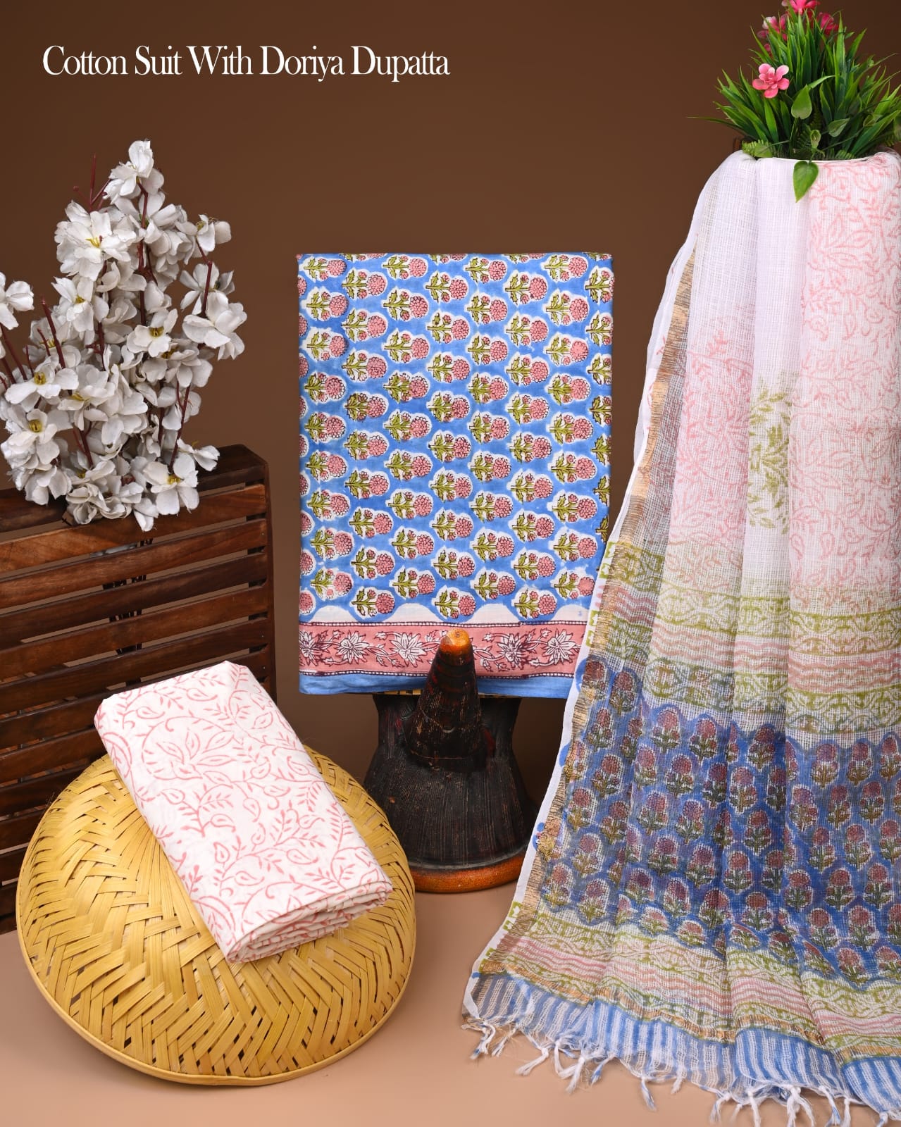Premium Cotton Suit With Kota Doria Dupatta (BCTCOTKD44)