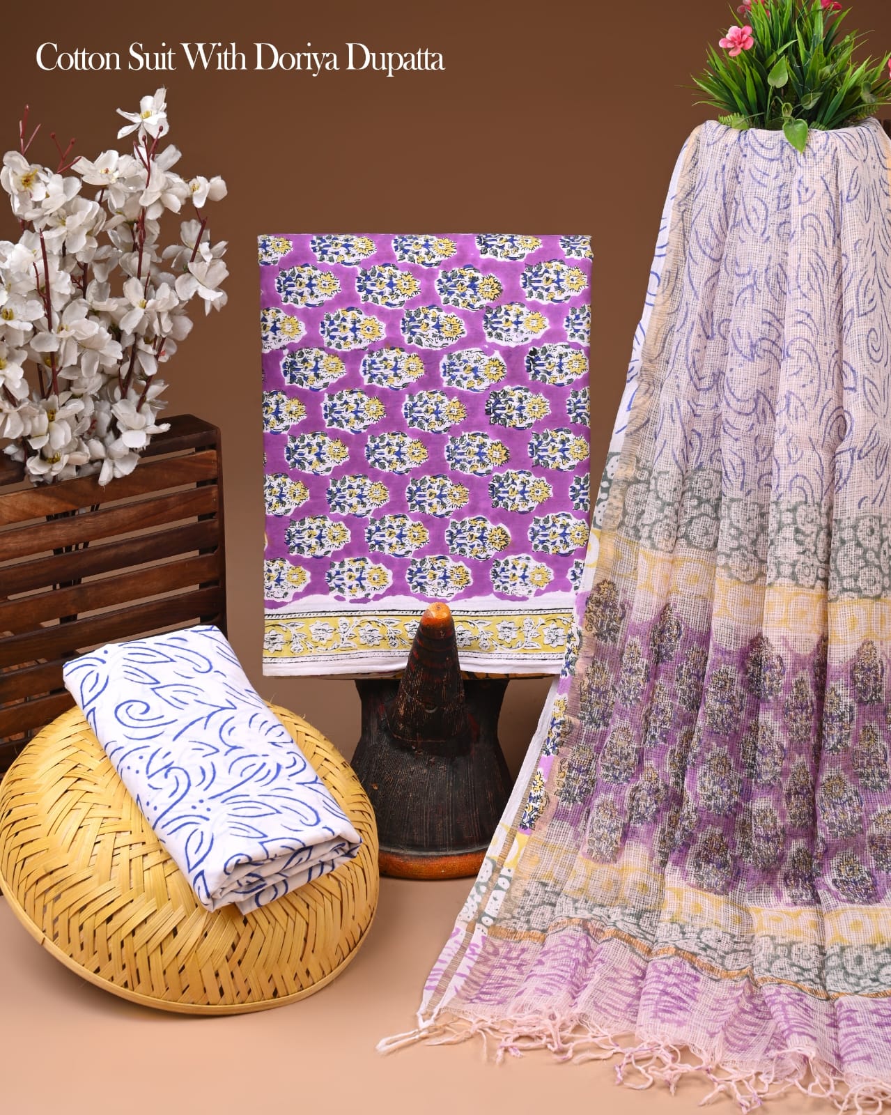 Premium Cotton Suit With Kota Doria Dupatta (BCTCOTKD40)