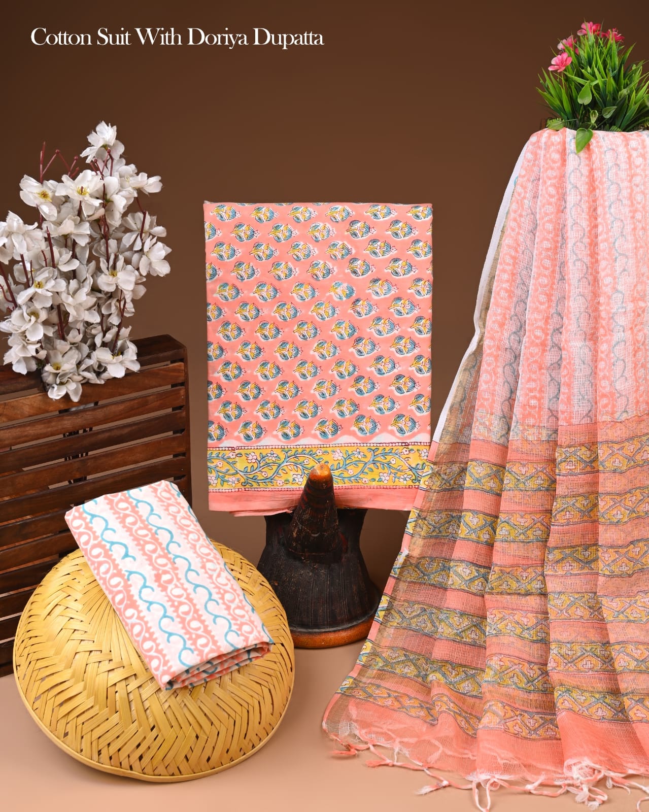 Premium Cotton Suit with Kota Doria Dupatta (BCTCOTKD33)