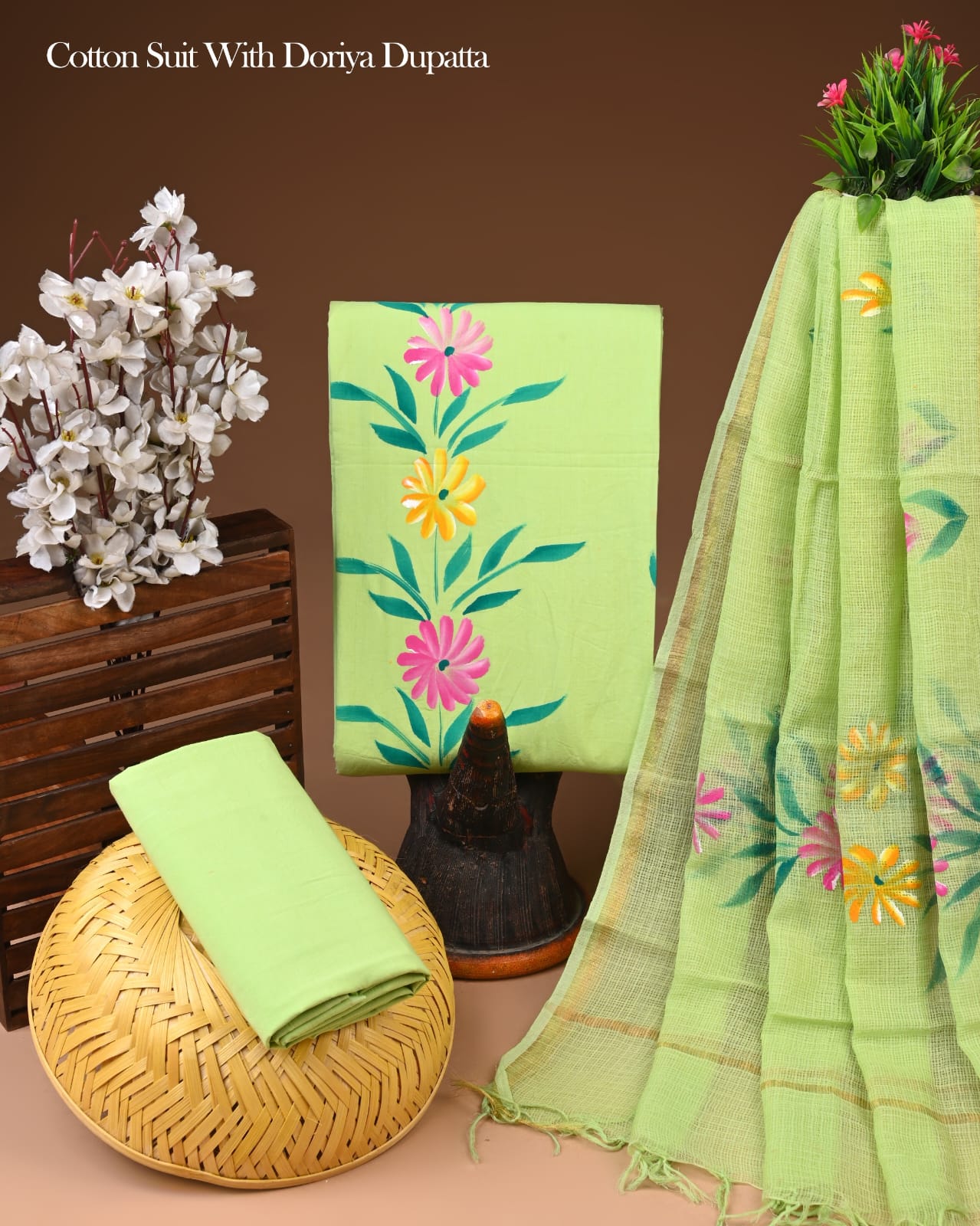 Premium Cotton Suit with Kota Doria Dupatta (BCTCOTKD32)