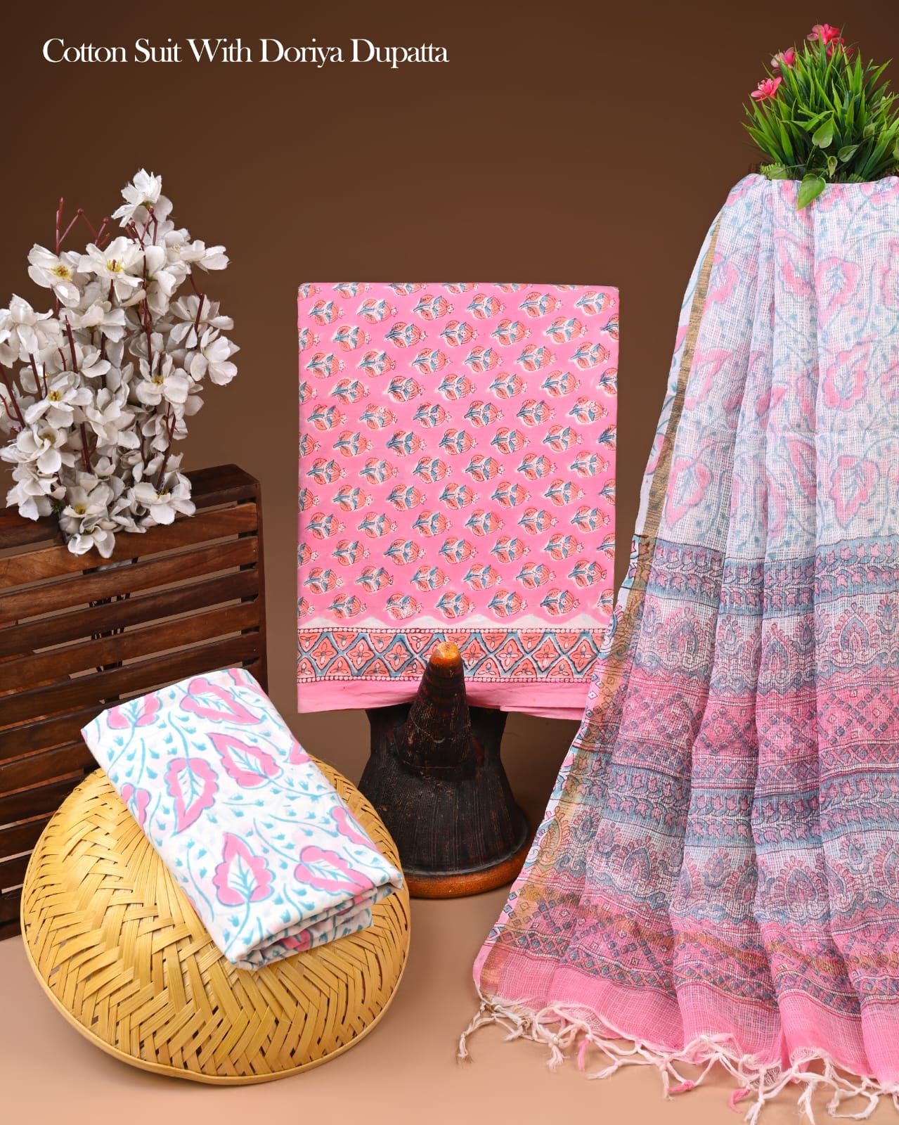 Premium Cotton Suit with Kota Doria Dupatta (BCTCOTKD29)