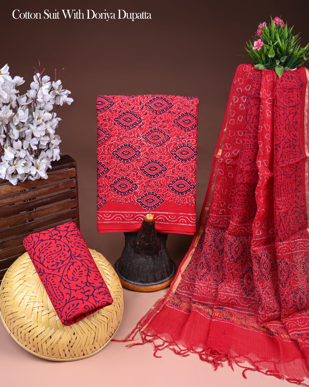 Premium Cotton Suit with Kota Doria Dupatta (BCTCOTKD13)