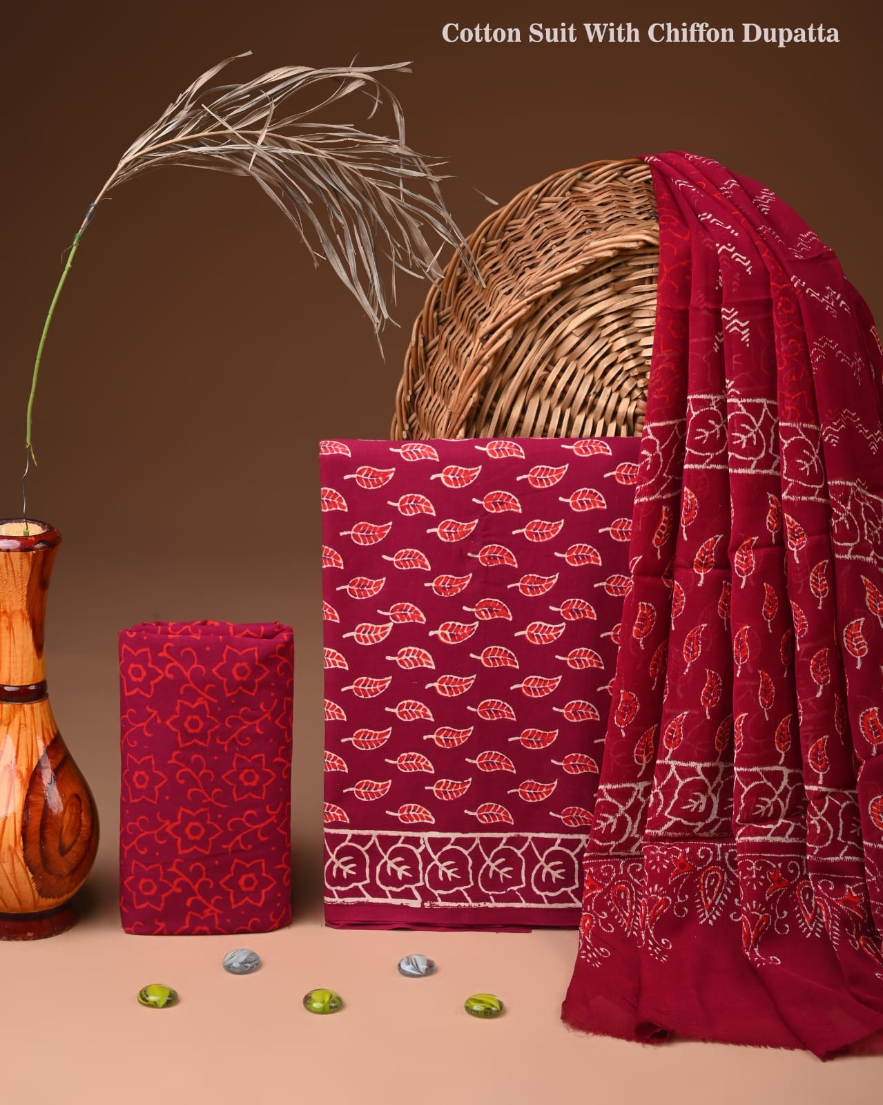 Premium Cotton Suit with Chiffon Dupatta (BCTCOTCF03)