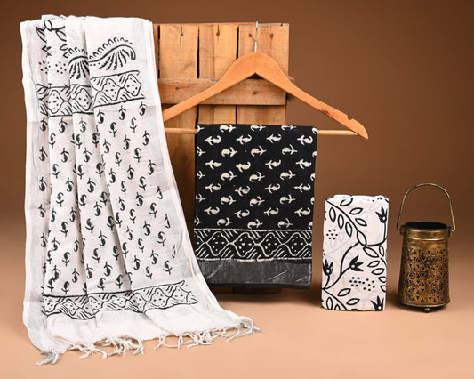 Traditional Bagru Hand Block Printed Linen Cotton Suits (BCTLSBC36)