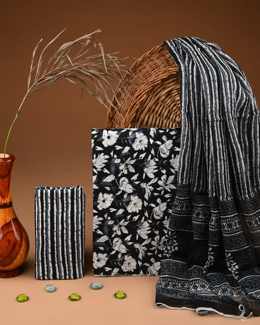 Premium Bagru Print Cotton Suit with Chiffon Dupatta (BCTCOTCF17)