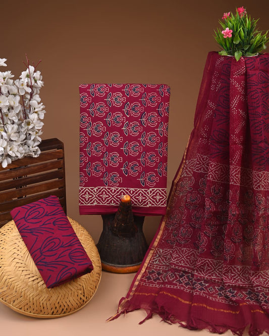 Premium Cotton Suit With Kota Doria Dupatta (BCTCOTKD20)