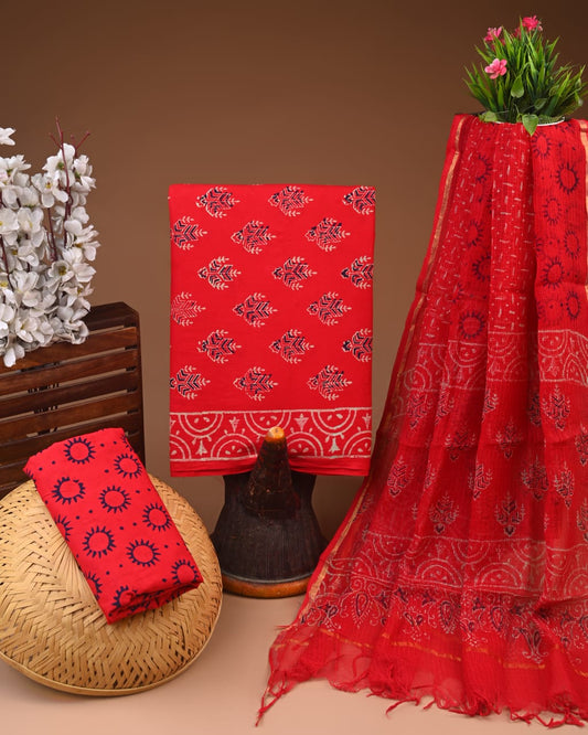 Premium Cotton Suit with Kota Doria Dupatta (BCTCOTKD32)