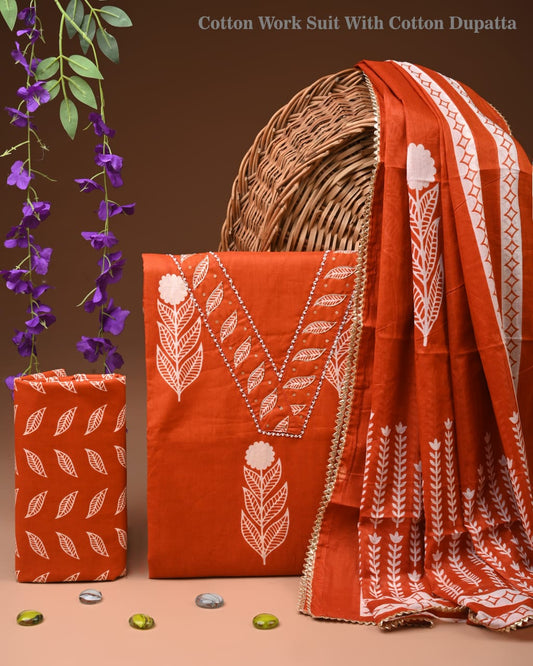 Premium Cotton Suit Gota Patti Work with Cotton Dupatta (BCTCOTCG02)