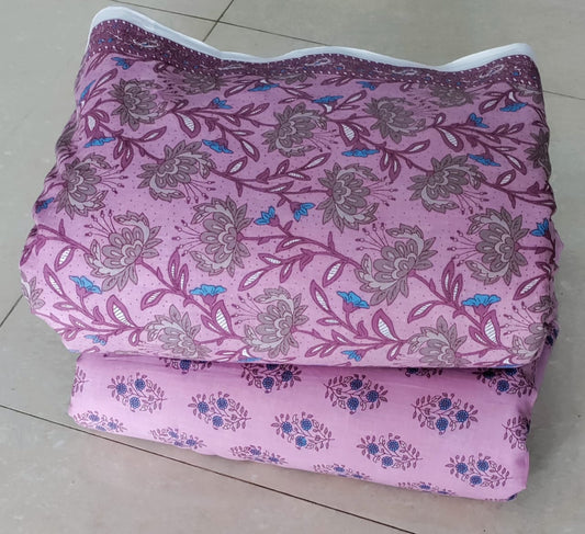 Premium Hand Block Printed Cotton Suit Top And Bottom Set (BCTTB06)