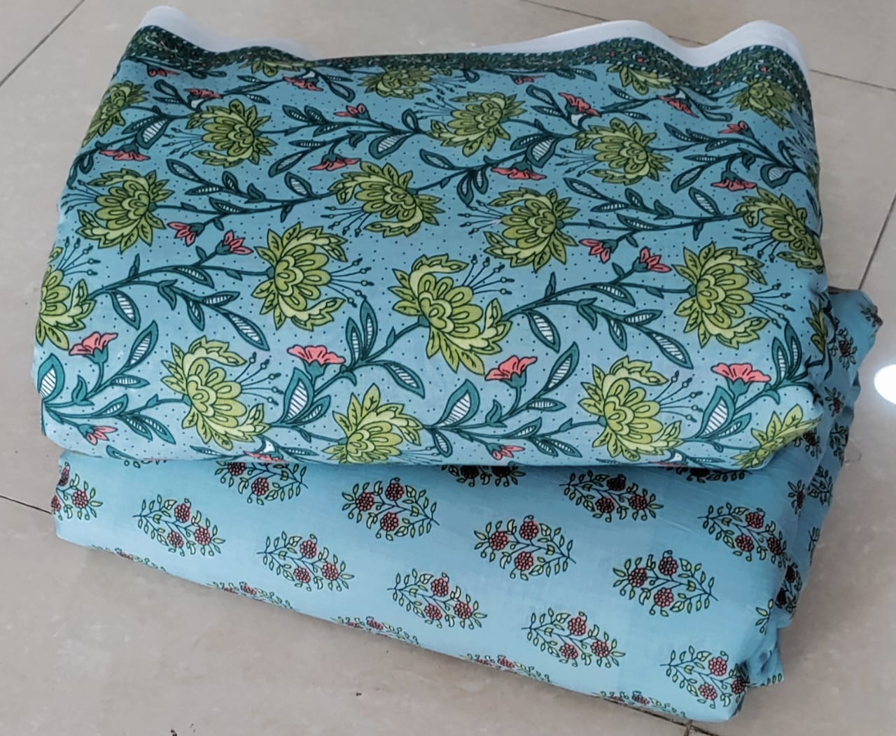 Premium Hand Block Printed Cotton Suit Top And Bottom Set (BCTTB11)