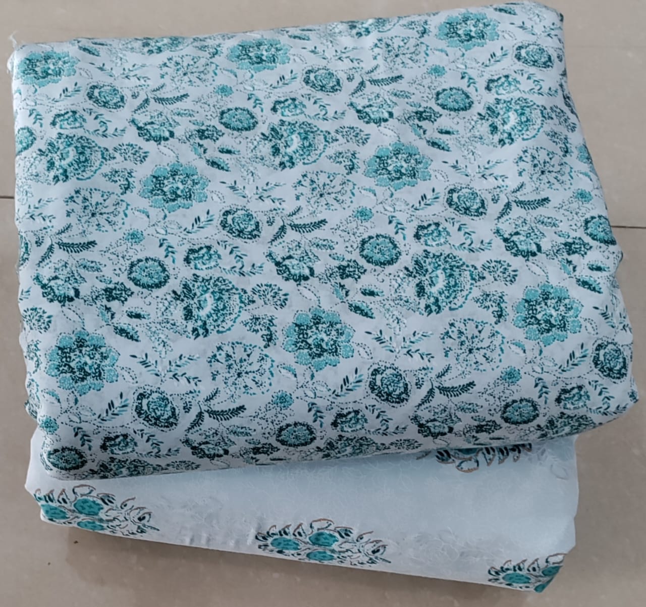 Premium Hand Block Printed Cotton Suit Top And Bottom Set (BCTTB13)