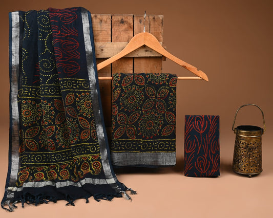 Bagru Hand Block Printed Linen Cotton Suits (BCTLSBC03)