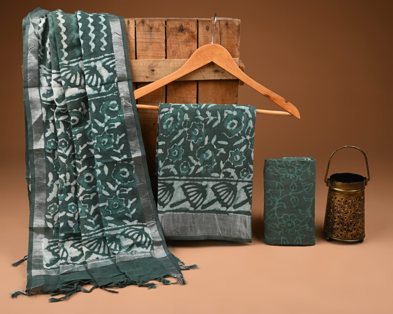 Traditional Bagru Hand Block Printed Linen Cotton Suits (BCTLSBC08)