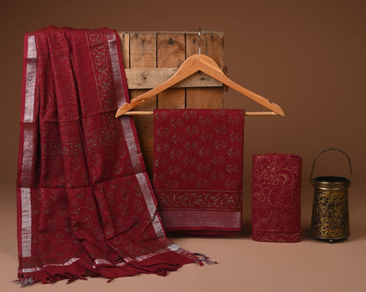 Traditional Bagru Hand Block Printed Linen Cotton Suits (BCTLSBC10)