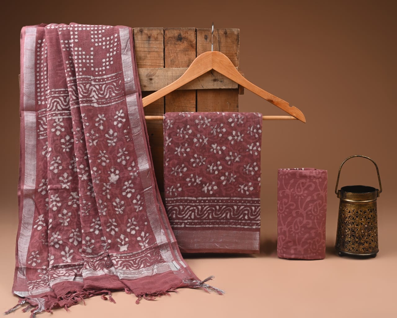 Traditional Bagru Hand Block Printed Linen Cotton Suits (BCTLSBC16)