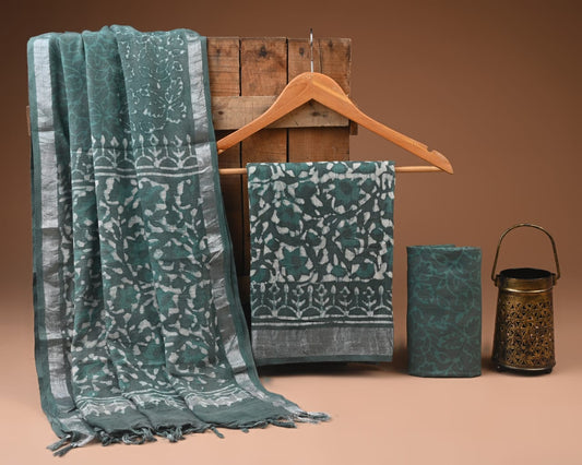 Traditional Bagru Hand Block Printed Linen Cotton Suits (BCTLSBC20)