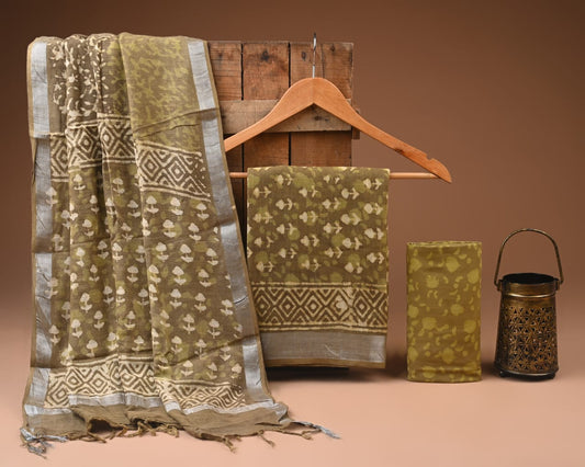 Traditional Bagru Hand Block Printed Linen Cotton Suits (BCTLSBC23)