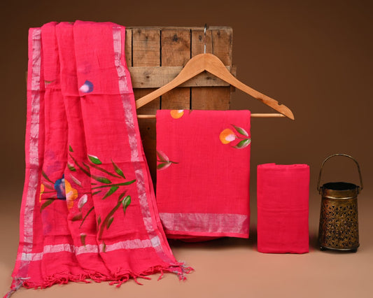 Traditional Bagru Hand Block Printed Linen Cotton Suits (BCTLSBC25)