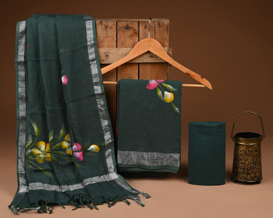 Traditional Bagru Hand Block Printed Linen Cotton Suits (BCTLSBC27)