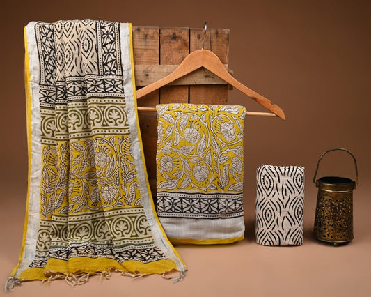 Traditional Bagru Hand Block Printed Linen Cotton Suits (BCTLSBC35)