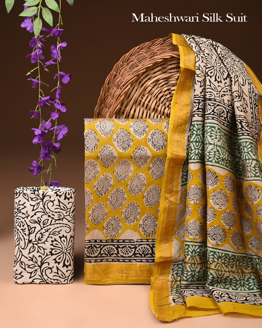 Pure Maheshwari Silk Suit (BCTMSLKSD04)