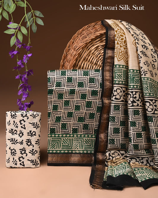 Pure Maheshwari Silk Suit (BCTMSLKSD03)