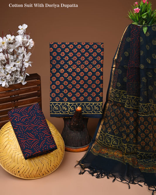 Premium Cotton Suit With Kota Doria Dupatta (BCTCOTKD44)