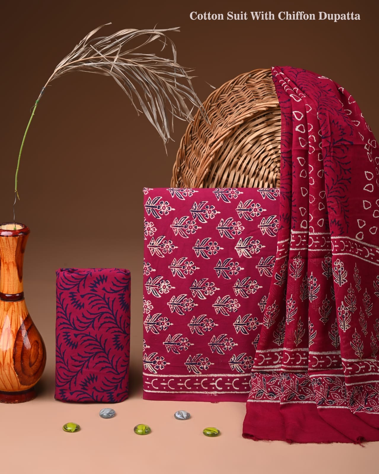 Premium Cotton Suit with Chiffon Dupatta (BCTCOTCF06)