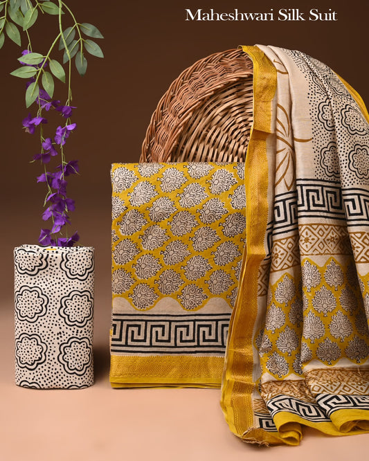 Pure Maheshwari Silk Suit (BCTMSLKSD02)