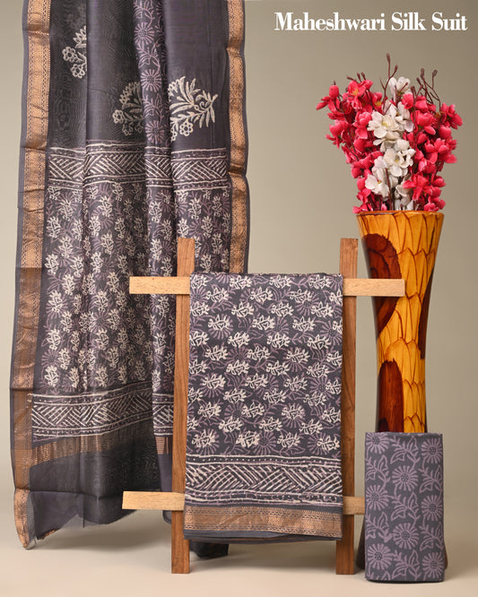 Pure Maheshwari Silk Suit (BCTMSLKSD13)
