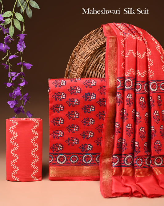 Pure Maheshwari Silk Suit (BCTMSLKSD01)