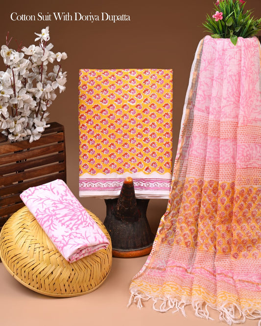 Premium Cotton Suit With Kota Doria Dupatta (BCTCOTKD59)