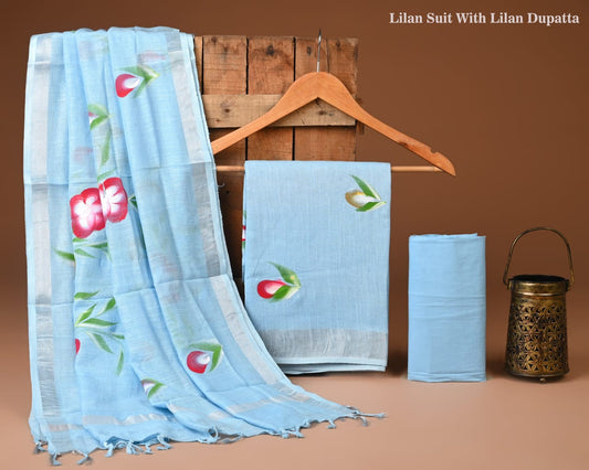 Traditional Bagru Hand Block Printed Linen Cotton Suits (BCTLSBC40)