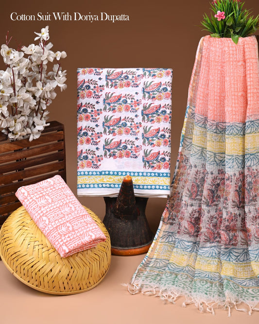 Premium Cotton Suit With Kota Doria Dupatta (BCTCOTKD57)