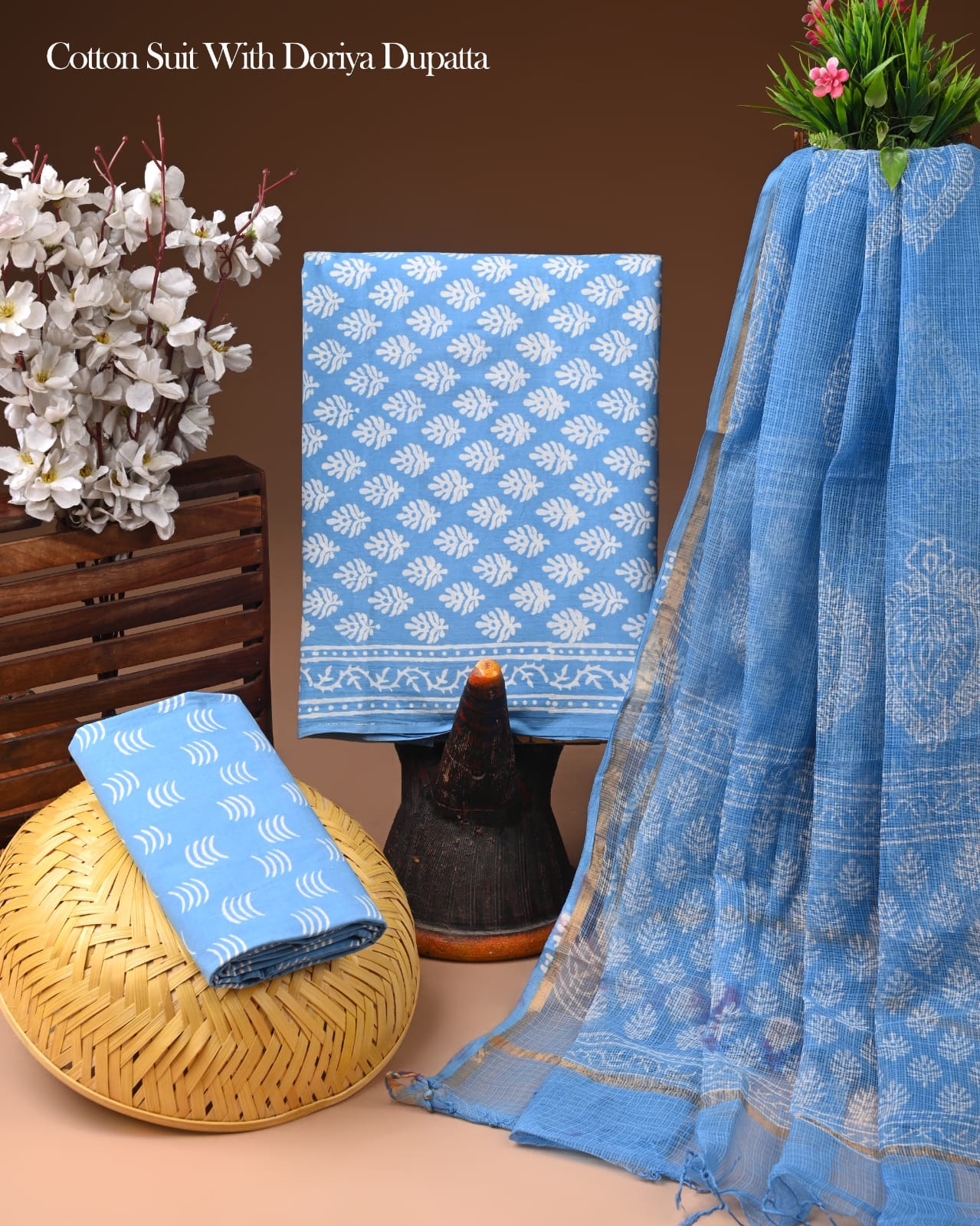 Premium Cotton Suit With Kota Doria Dupatta (BCTCOTKD55)