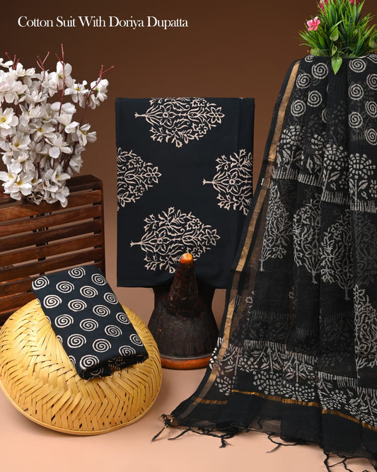 Premium Cotton Suit With Kota Doria Dupatta (BCTCOTKD54)