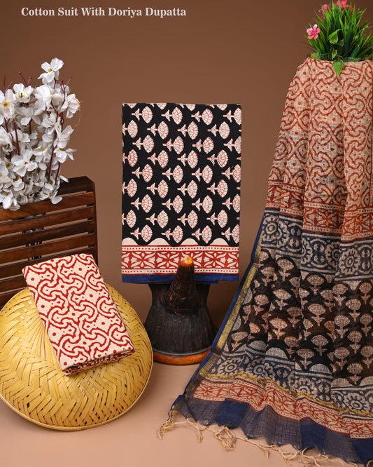 Premium Cotton Suit With Kota Doria Dupatta (BCTCOTKD50)
