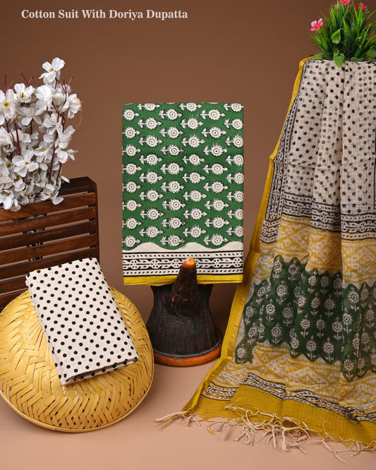 Premium Cotton Suit With Kota Doria Dupatta (BCTCOTKD51)