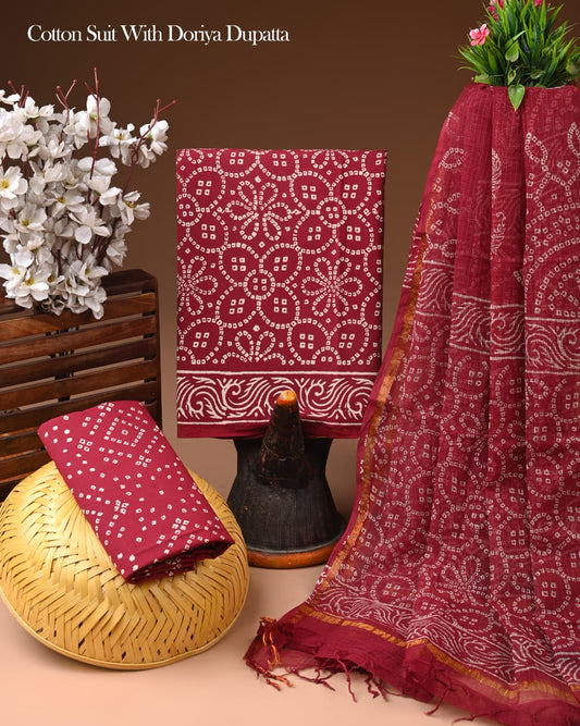 Premium Cotton Suit With Kota Doria Dupatta (BCTCOTKD52)