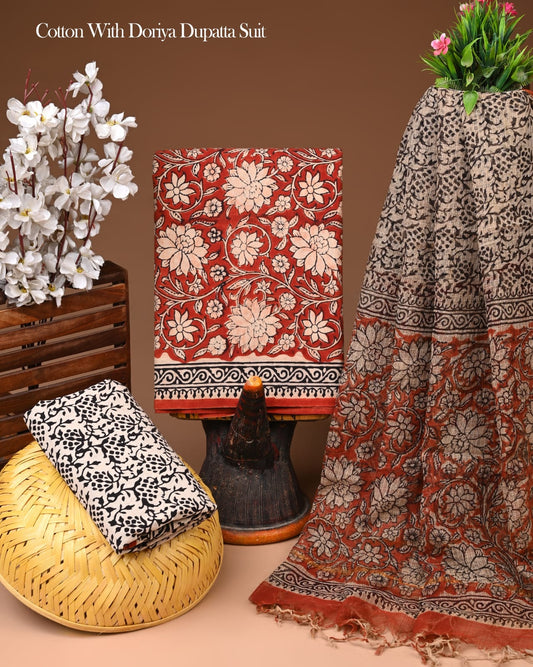 Premium Cotton Suit With Kota Doria Dupatta (BCTCOTKD50)