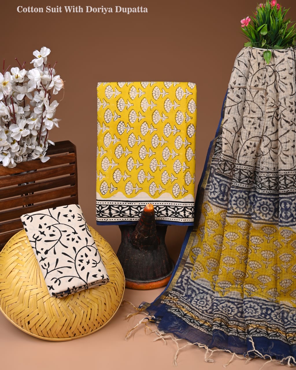 Premium Cotton Suit With Kota Doria Dupatta (BCTCOTKD55)
