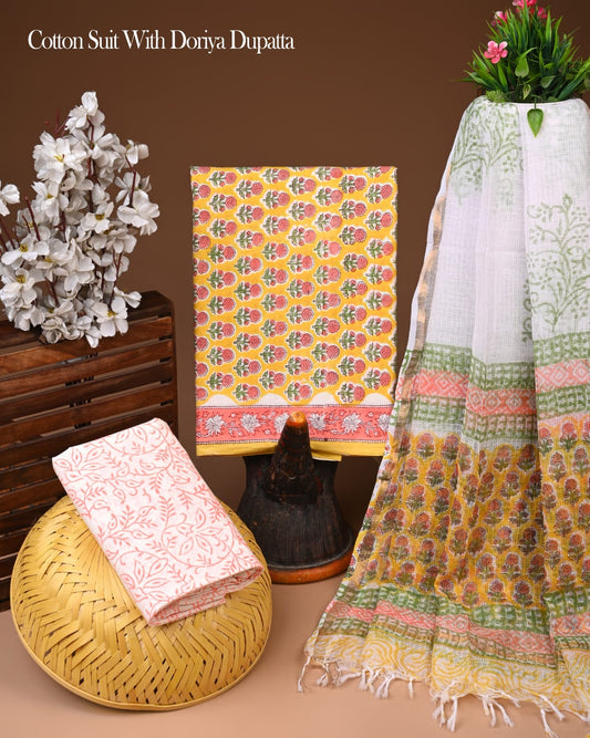 Premium Cotton Suit With Kota Doria Dupatta (BCTCOTKD49)