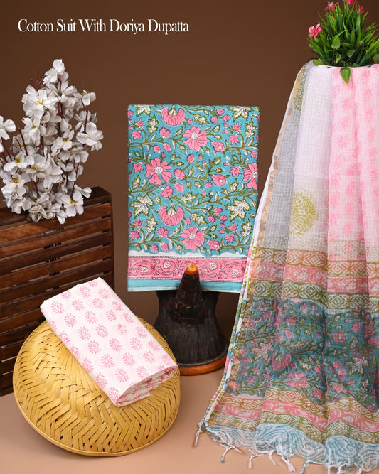 Premium Cotton Suit With Kota Doria Dupatta (BCTCOTKD47)