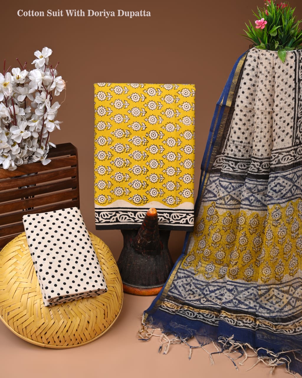 Premium Cotton Suit With Kota Doria Dupatta (BCTCOTKD57)