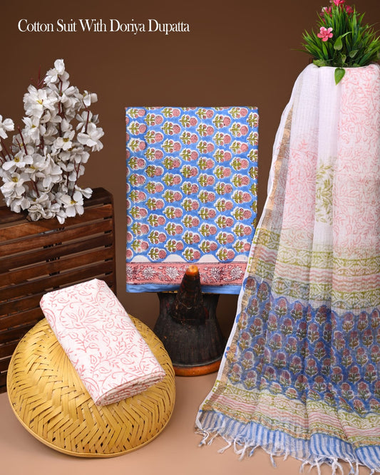 Premium Cotton Suit With Kota Doria Dupatta (BCTCOTKD44)