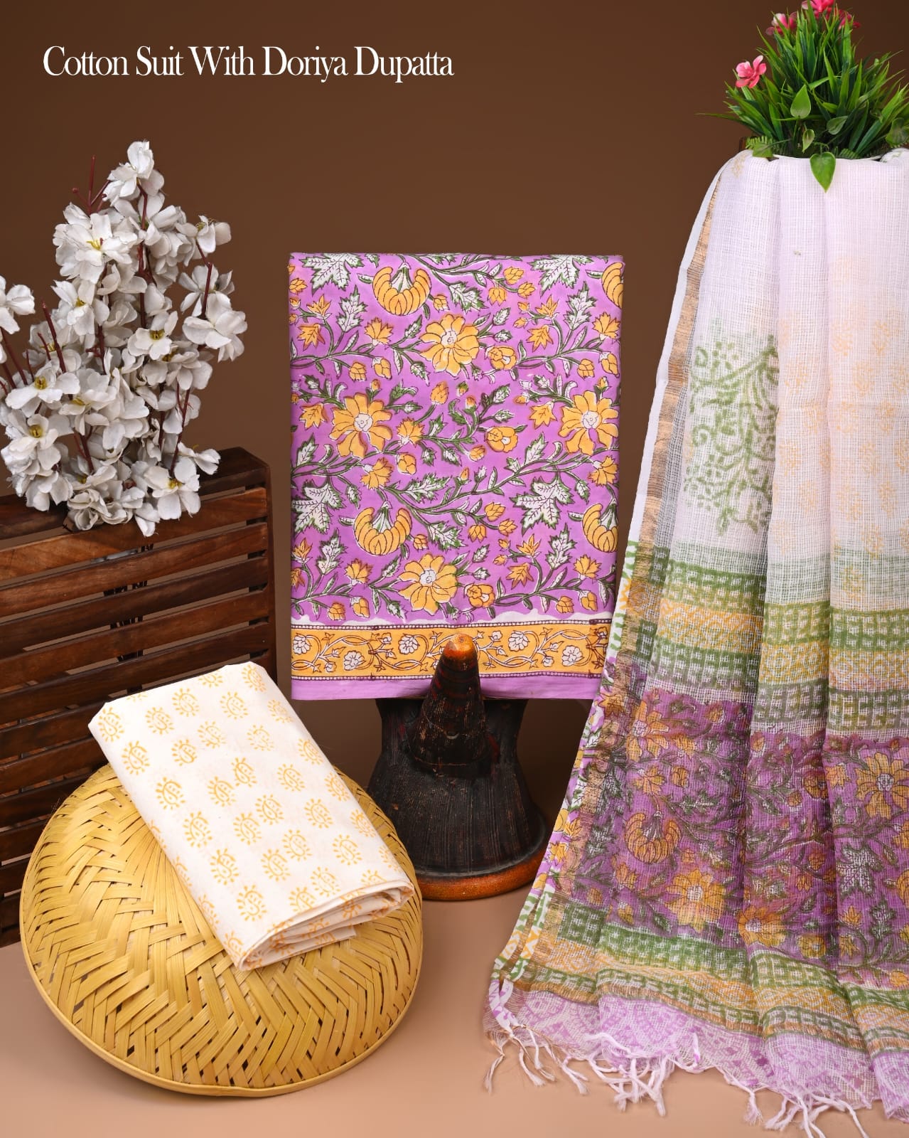 Premium Cotton Suit With Kota Doria Dupatta (BCTCOTKD41)