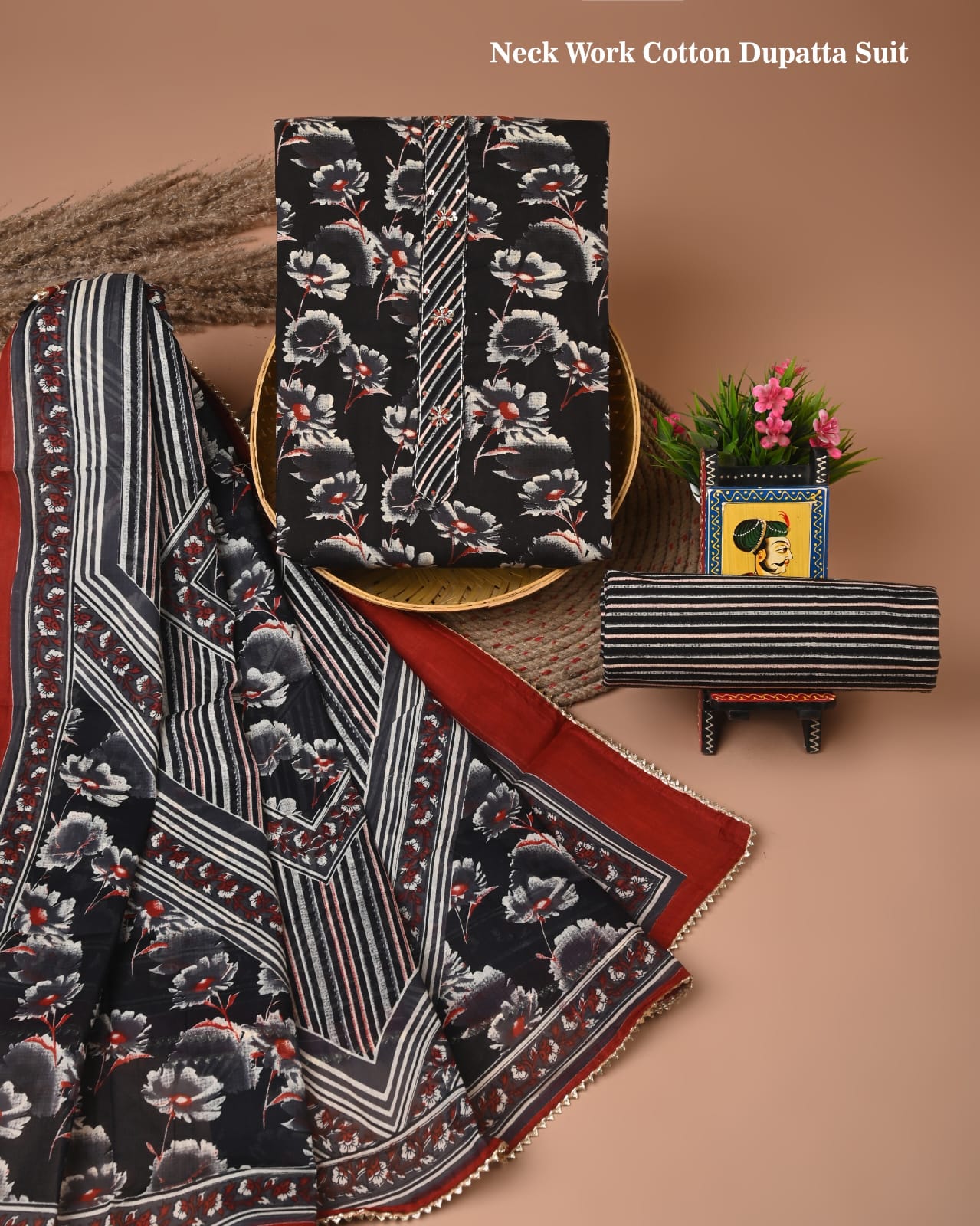 Premium Cotton Suit Gota Patti Work with Cotton Dupatta (BCTCOTCG57)